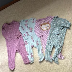 Carter's Pink and Blue Footies Cozy One Pieces. 4 piece set